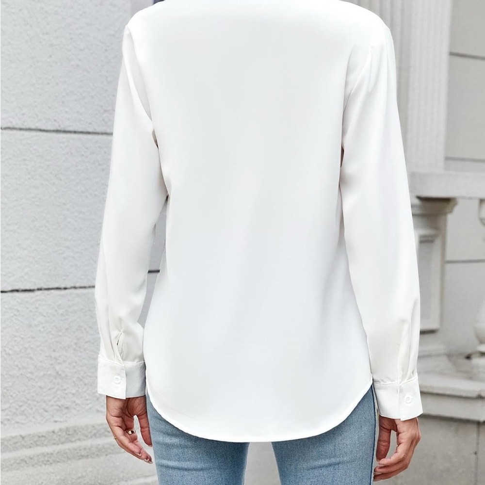 🔥NEW IN PACKAGE Elegant White Women's Blouse - Picture 3 of 3